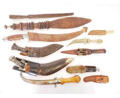 Collection of daggers and knives, including a British RAF Aircrew Mae West / Dinghy Survival Knife stamped 27c/2125 and with 