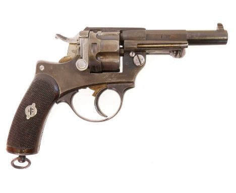 French Ordnance Model 1874 11mm service revolver, 4.25 inch barrel stamped Mle.1874 and S.1877, St Etienne arsenal stamp to t