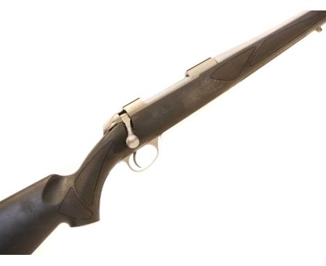 Sako .25-06 85M bolt action rifle, 20inch barrel screw cut for a moderator, stainless steel finish and black synthetic stock,