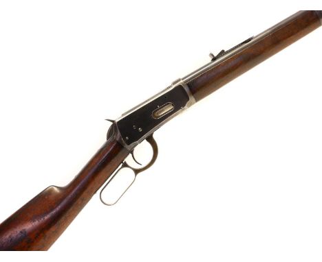 Winchester 1894 .32-40 lever action rifle, with 26 inch round barrel, fitted with buck horn sight, full length magazine tube 