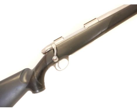 Sako .270 IVbolt action rifle, 20inch barrel screw cut for a moderator, stainless steel finish and black synthetic stock, ser