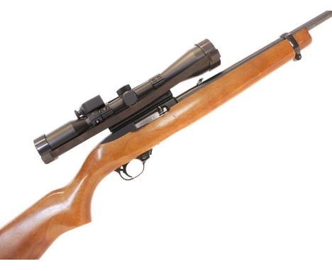 Ruger 10-22 .22lr semi auto rifle, 18 inch barrel with fold down rear sight and fixed front sight, serial number 242-61361, L