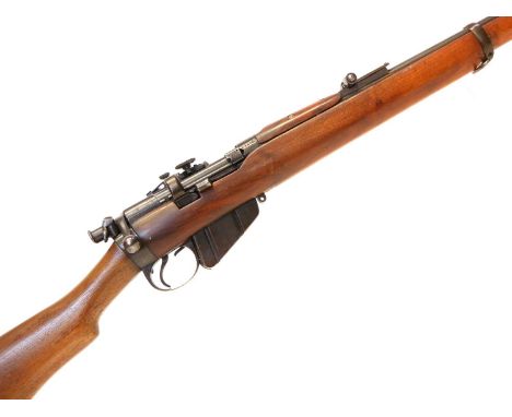BSA charger loading Long Lee Enfield .303 bolt action rifle, 30inch barrel fitted with folding ladder sight, the action fitte