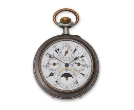 Property from a Private London CollectionTo Be Sold with No ReserveA gun metal open-face triple calendar and moonphase pocket