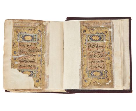  A Qur'an, probably India, 18th century, Arabic manuscript on paper, 420ff., with 11ll of naskh per page within gilt frames, 