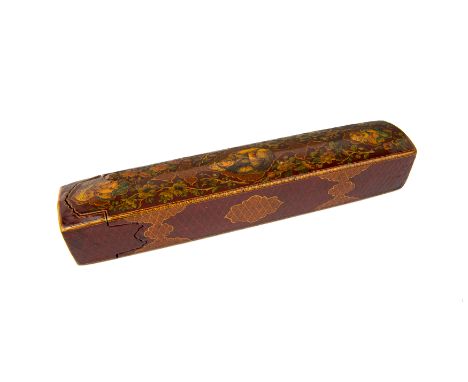 Property from a Private London CollectionA lacquered papier-mache pencase (qalamdan), Qajar Iran, 19th Century, of typical ob