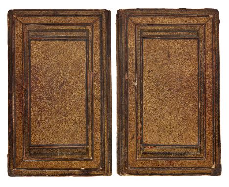 Property from a Private London CollectionA fine Mughal gilt decorated book binding, India, 18th century, of rectangular elong