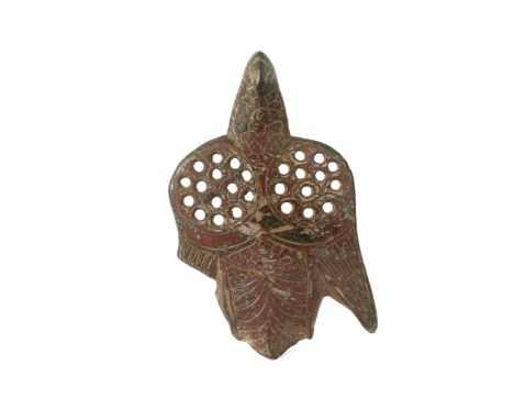 To Be Sold with No ReserveAn Khorasan openwork bronze handle fragment, in the form of a falcon, Iran, circa 1150-1200, with i