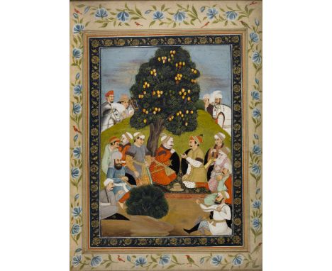 Rulers conferring under a mango tree, Jaipur, North East Rajasthan, circa 1830, opaque pigments on paper heightened with gold
