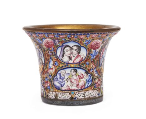 Property from a Private London CollectionTo Be Sold with No ReserveA Qajar polychrome enamelled huqqa furnace (ghalian), Qaja