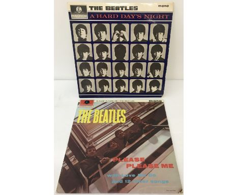 2 vintage Beatles vinyl LP's, Please Please Me together with A Hard Day's Night. Please Please Me (PMC 1202) 4th pressing mon