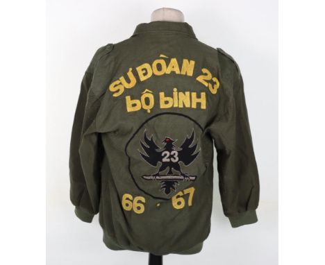 Vietnam War Type 23rd Infantry Division of the Republic of Vietnam Jacket, interesting green zip front jacket with woollen wa