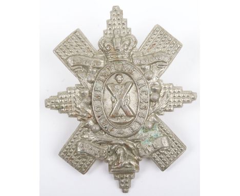 Victorian 5th (Glasgow Highlanders) Volunteer Battalion Highland Light Infantry Glengarry Badge, white metal other ranks exam