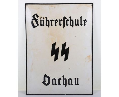 WW2 German SS Fuhrerschule Enamel sign: Convex enamel sign, size 48 cm x 35 cm, we believe this to be a post war example 