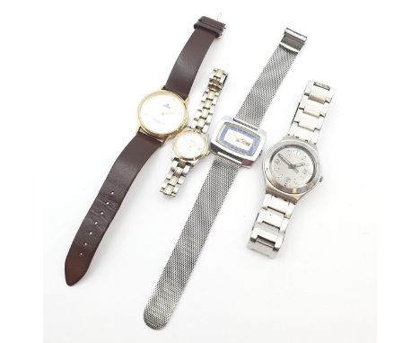 A group of four modern quartz Wristwatches, Swatch, Tissot, Vernal and Lorus