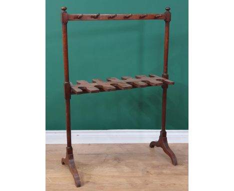A 19th Century mahogany Boot and Whip Rack on turned supports, 3ft 1in H x 2ft 2in W