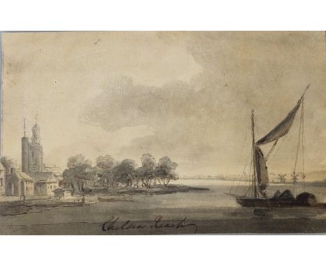 A Folio of unframed watercolours, including 'Chelsea Reach', pen, ink and coloured wash, 4 1/2 x 7 in; Landscape at Putney Br