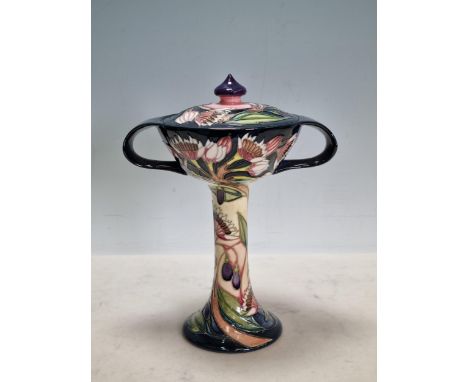A Moorcroft lidded Bonbonniere Symphony pattern, designed by Emma Bossons, 9in H Crazing to the glaze but otherwise appears t
