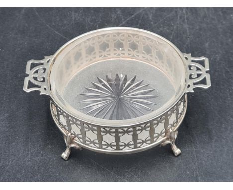 A George V silver two handled Butter Dish with glass liner, Birmingham 1913