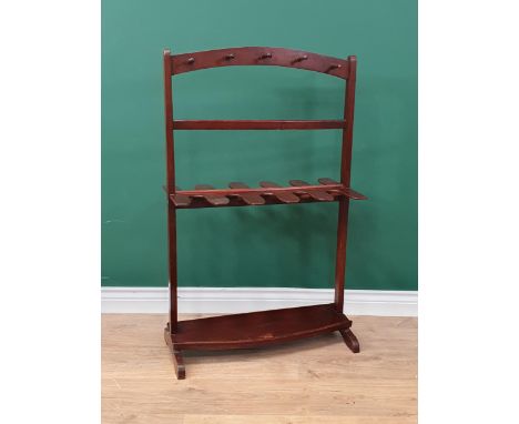 A 19th Century mahogany Boot and Whip Rack on squared supports and shaped base, 3ft 2in H x 2ft W