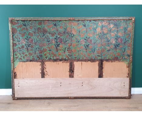 A green and gilt floral painted Headboard, 5ft 9in x 3ft 9in