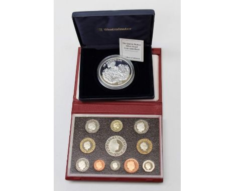 2003 Royal Mint Sett, eleven proof coins, boxed plus The Queen Mother silver proof coin with pearl, 2002 $50 republic of Sier