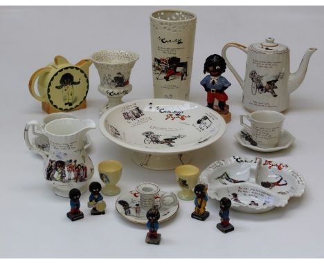 A collection of T and R Boote, Florence Upton ' Golliwog's Bicycle club' and other similar wares including comport, vases, te