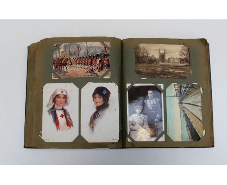 Postcards, an Edwardian album containing approximately two hundred cards, including Great War sweetheart cards, McGill and ot