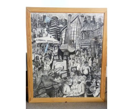 CARL F HODGSON mixed media study - titled 'One Hundred & Fifty Years of the Public Health in Liverpool', signed lower right a