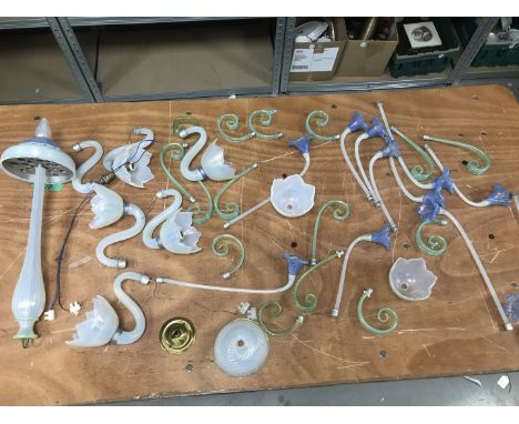 A mid 20th century Murano glass multiple branch chandelier, appears complete with additional pieces and light fitting, with i