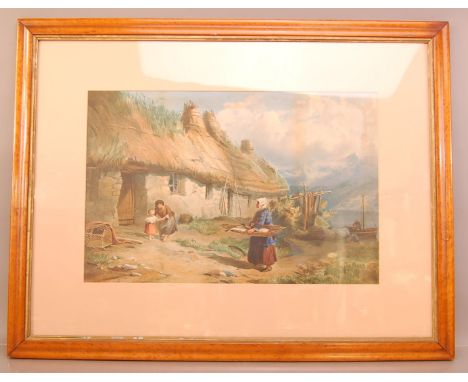 After&nbsp;J.H Mole (British, 1814-1886),&nbsp;40cm x 60cm, chromo-lithograph, a workers cottage, signed and dated lower left