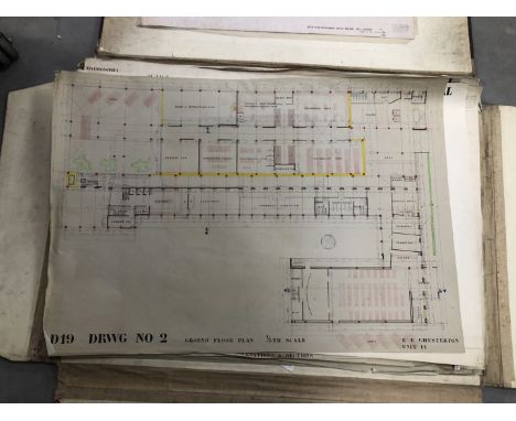 A large number of architectural drawings, by E.U. Chesterton , mostly dated 1933, contained in a large folio, AF (qty)