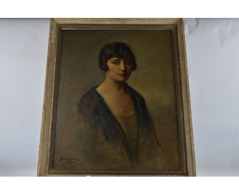 Luis Alberto Sangroniz (1896-?), oil on canvas, portrait study Daria Payan, daughter of Daria Herve and Jose Payan, signed lo