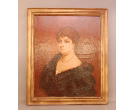 Luis Alberto Sangroniz (1896-?), oil on canvas, portrait study Daria Herve mistress of Jose Payan, seated wearing dark fur an