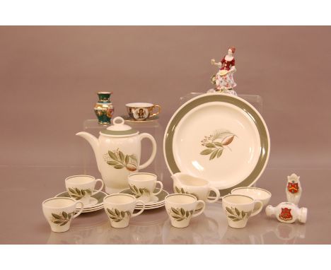 A mid 20th century Susie Cooper tea set, comprising, six cups and saucers, teapot, cream jug, sugar bowl and plate, together 