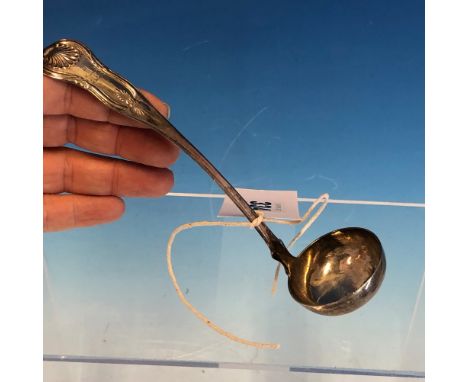 A RARE SCOTTISH SILVER KINGS PATTERN SAUCE LADLE. GLASGOW 1824 SPONSORS MARK T. BARTIE