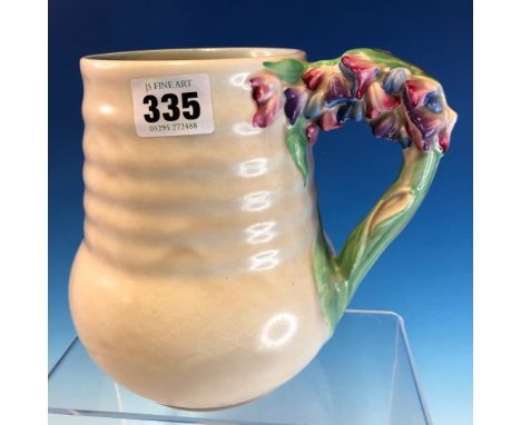 A CLARICE CLIFF ART DECO JUG "MY GARDEN" PATTERN. IMPRESSED MARK 811 OVER CLARICE CLIFF WILKINSON LTD.