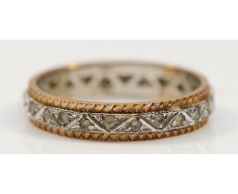 A 9ct gold white gemstone full eternity ring, T, 3.4g