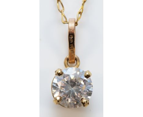 A 9ct gold white gemstone pendant with a chain, 6mm, 1.2g