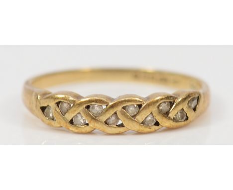 A 9ct gold diamond dress ring, M, 1.5g