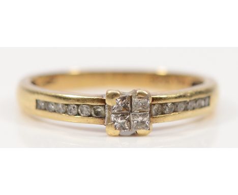 A 9ct gold vari cut diamond dress ring, stated 0.25ct, M 1/2, 2g