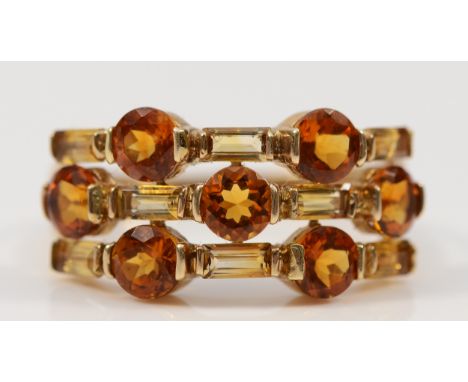 A QVC 9ct gold orange and yellow gemstone dress ring, U, 3.5g