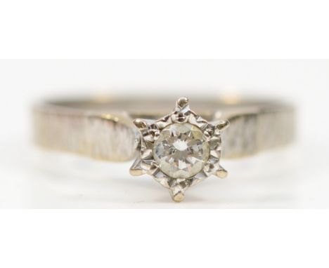 An 18ct white gold brilliant cut diamond solitaire ring, approx 0.20ct, M, 3.3g