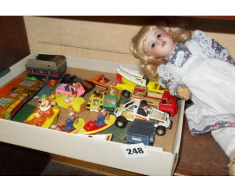 Collection of Corgi, TV cartoon character cars and other diecast etc, and a doll