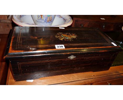 Victorian cylinder music box playing eight airs in faux rosewood & painted case