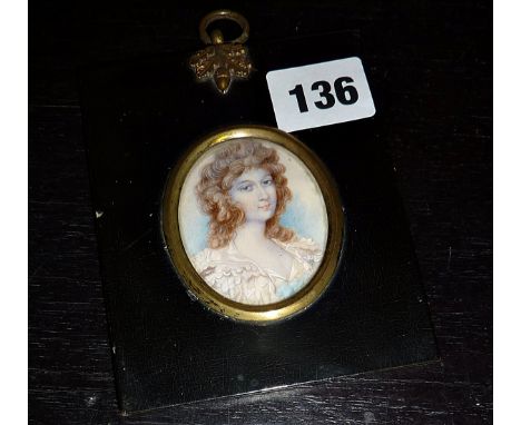 Victorian portrait miniature of a lady - named as Hannah Read to rear