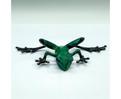 Limited edition; a green marbleized enamel finish with polished gilt toes. Artist incised signature on the underbelly. Artist