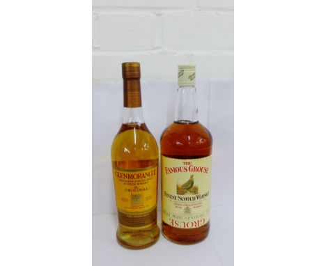 Glenmorangie Highland Single Malt Scotch Whisky, 10yrs old, 70cl, 40% Vol, together with a Famous Grouse Finest Scotch Whisky