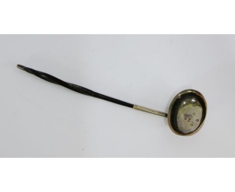 George III silver and whale bone handled toddy ladle with makers mark for Edward Mayfield, London 1802, 19cm long 