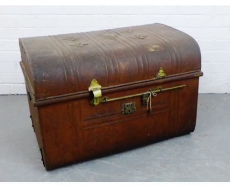 A metal  dome topped trunk, 52 x 74cm
